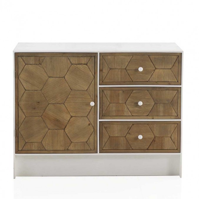 Aparador 3 cajones trama relieve de estilo vintage 105x40x80h