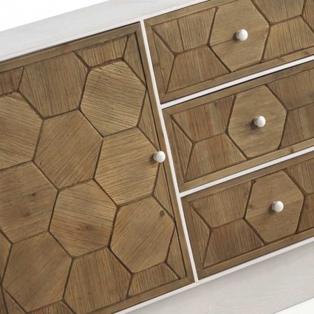 Aparador 3 cajones trama relieve de estilo vintage 105x40x80h