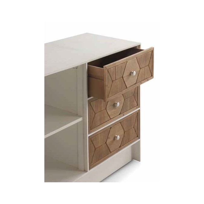 Aparador 3 cajones trama relieve de estilo vintage 105x40x80h