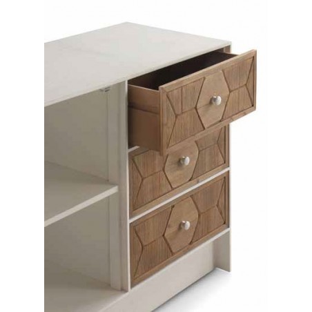 Aparador 3 cajones trama relieve de estilo vintage 105x40x80h