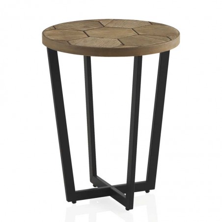 Mesa auxiliar de hierro y abeto en relieve de estilo vintage 44x55h