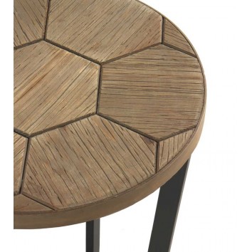 Mesa auxiliar de hierro y abeto en relieve de estilo vintage 44x55h 2