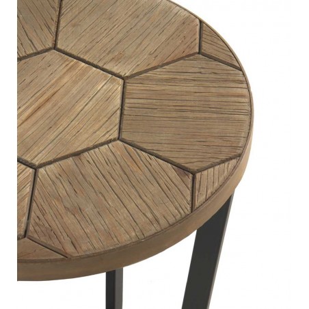 Mesa auxiliar de hierro y abeto en relieve de estilo vintage 44x55h