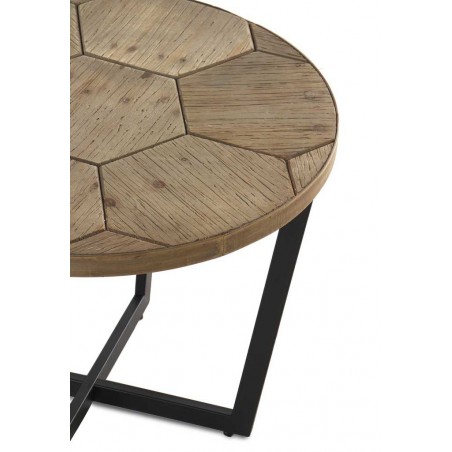 Mesa auxiliar de hierro y abeto en relieve de estilo vintage 59x46h