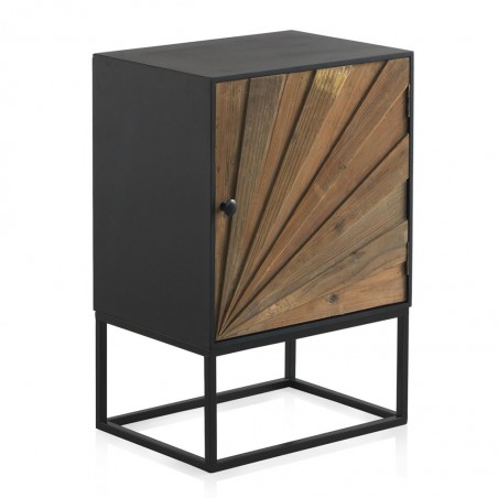 Mesilla con puerta de hierro y abeto reciclado 48x35x71h