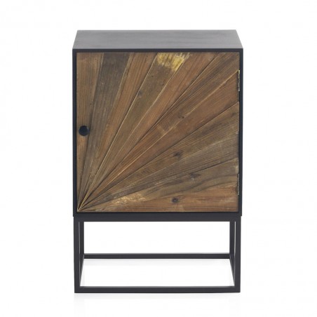 Mesilla con puerta de hierro y abeto reciclado 48x35x71h