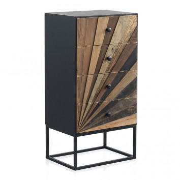 Sinfonier 4 cajones de hierro y abeto reciclado 48x35x71h