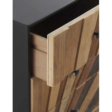 Sinfonier 4 cajones de hierro y abeto reciclado 48x35x71h