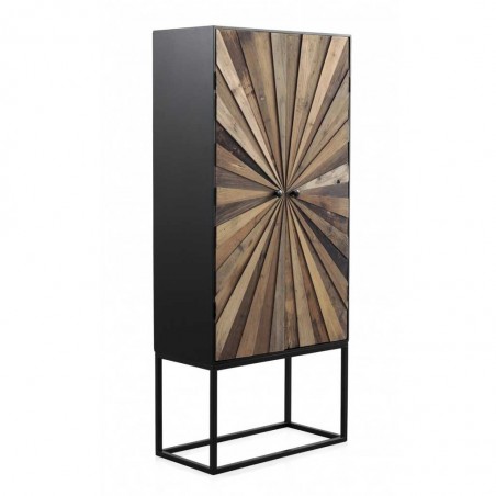 Armario dos puertas de hierro y abeto reciclado vintage 70x35x160h