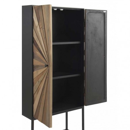 Armario dos puertas de hierro y abeto reciclado vintage 70x35x160h