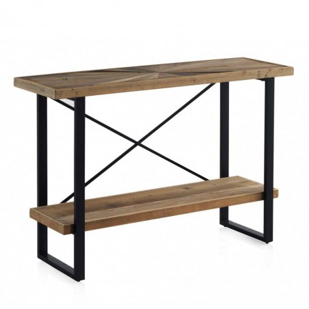 Consola de hierro y abeto reciclado vintage 120x38x80h