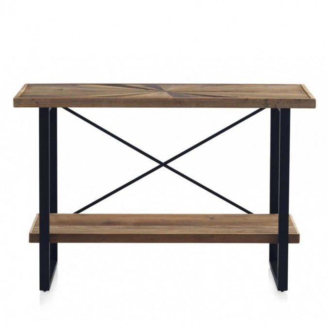 Consola de hierro y abeto reciclado vintage 120x38x80h