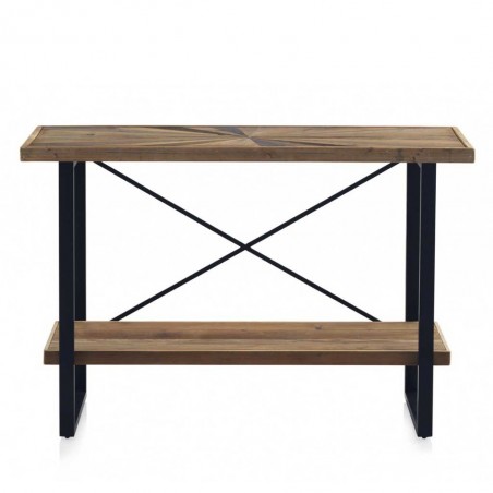 Consola de hierro y abeto reciclado vintage 120x38x80h