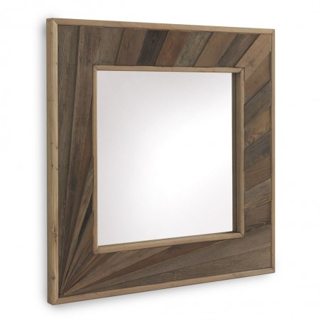 Espejo con marco de abeto reciclado vintage  88x88cm