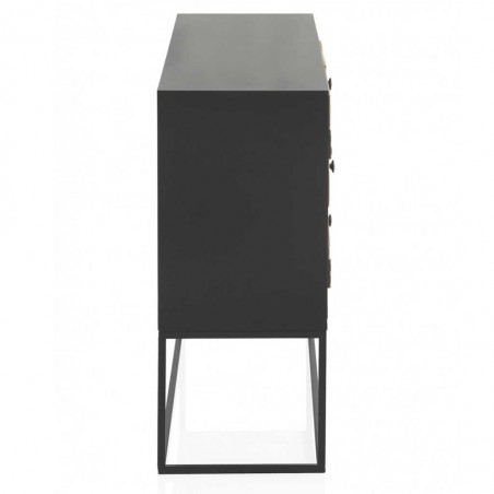 Aparador tres cajones de hierro y abeto reciclado vintage 120x35x80h