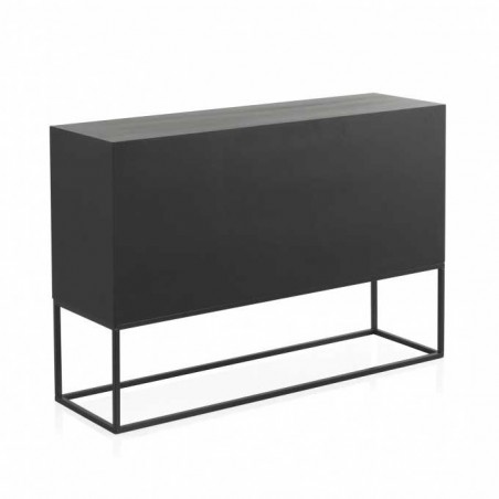 Aparador tres cajones de hierro y abeto reciclado vintage 120x35x80h