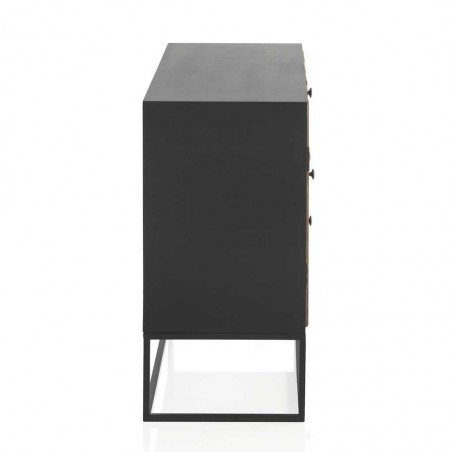 Aparador 1 puerta y 3 cajones de hierro y abeto reciclado vintage 105x40x80h