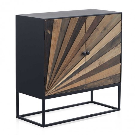 Aparador de 2 puertas fabricado en hierro y abeto reciclado vintage 80x35x81h