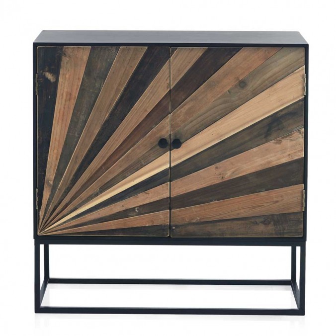 Aparador de 2 puertas fabricado en hierro y abeto reciclado vintage 80x35x81h