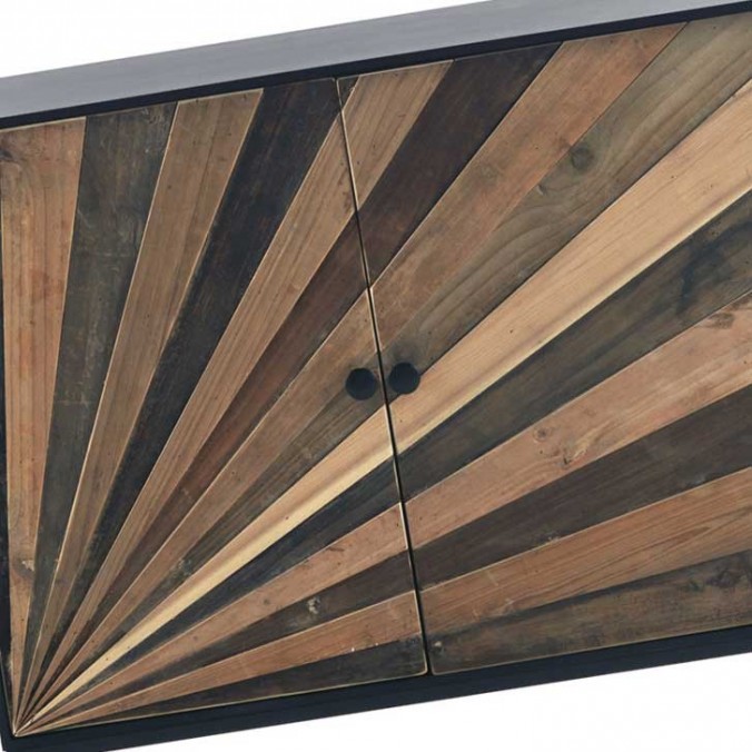 Aparador de 2 puertas fabricado en hierro y abeto reciclado vintage 80x35x81h