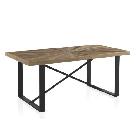 Mesa de comedor hierro y abeto reciclado vintage 180x90x76h