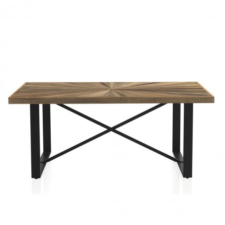 Mesa de comedor hierro y abeto reciclado vintage 180x90x76h