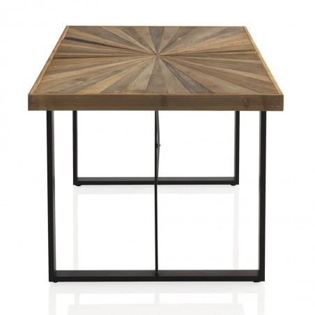 Mesa de comedor hierro y abeto reciclado vintage 180x90x76h