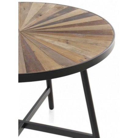 Mesa de comedor redonda hierro y abeto reciclado vintage 100x76h