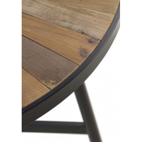 Mesa de comedor redonda hierro y abeto reciclado vintage 100x76h