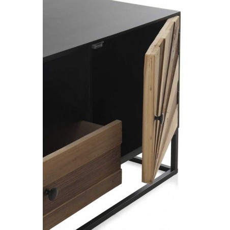 Mueble de televisión abeto reciclado vintage y patas de hierro 140x40x53h