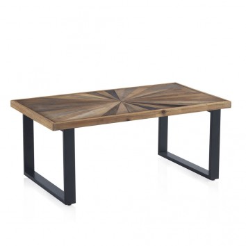 Mesa baja de centro hierro y abeto reciclado vintage 110x60x45h