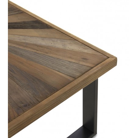 Mesa baja de centro hierro y abeto reciclado vintage 110x60x45h