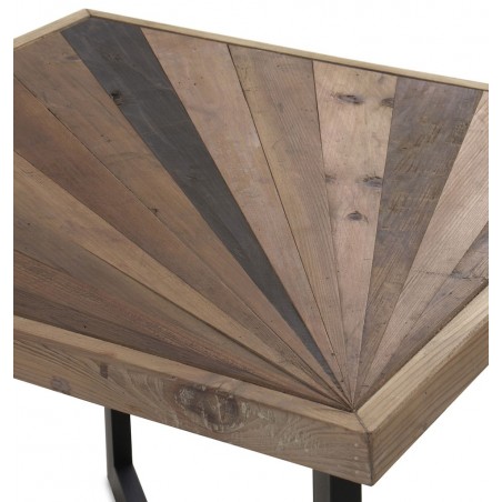 Mesa auxiliar cuadrada hierro y abeto reciclado vintage 60x60x55h