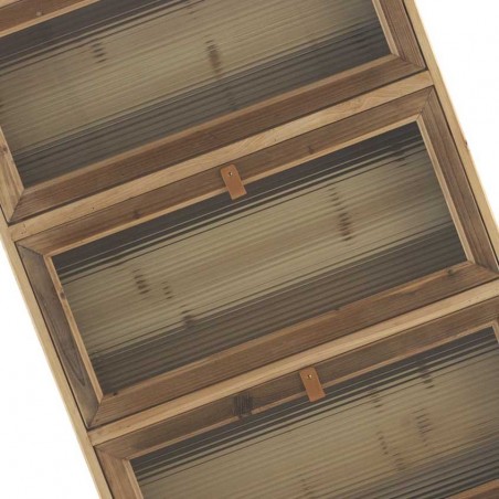 Zapatero estilo vintage de abeto y cristal 80x25x123h