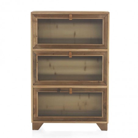 Zapatero estilo vintage de abeto y cristal 80x25x123h