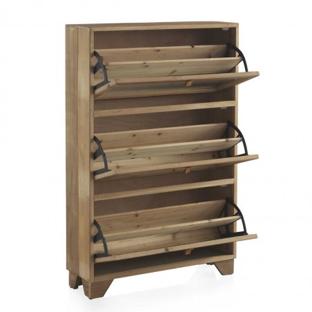 Zapatero estilo vintage de abeto y cristal 80x25x123h