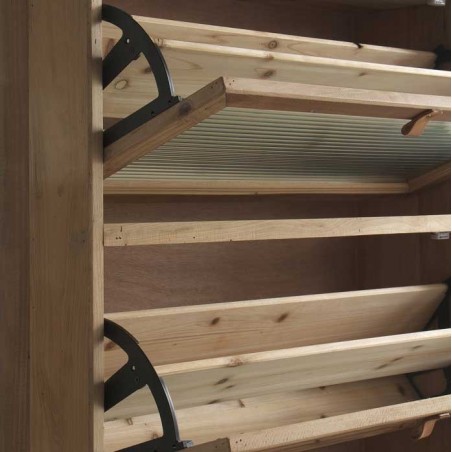 Zapatero estilo vintage de abeto y cristal 80x25x123h