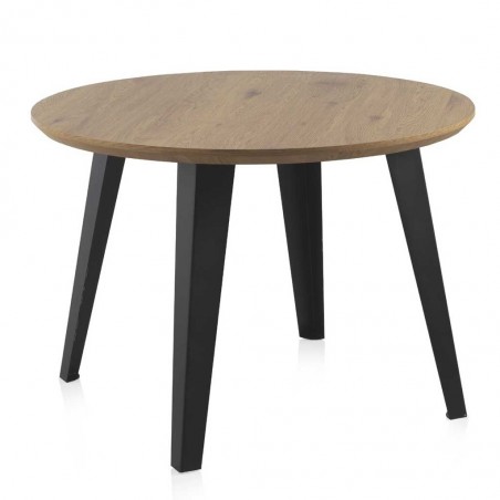 Mesa de comedor redonda estilo industrial de mdf y hierro 110x77h