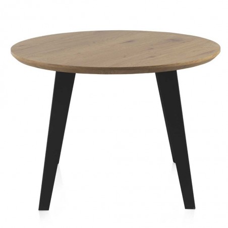 Mesa de comedor redonda estilo industrial de mdf y hierro 110x77h