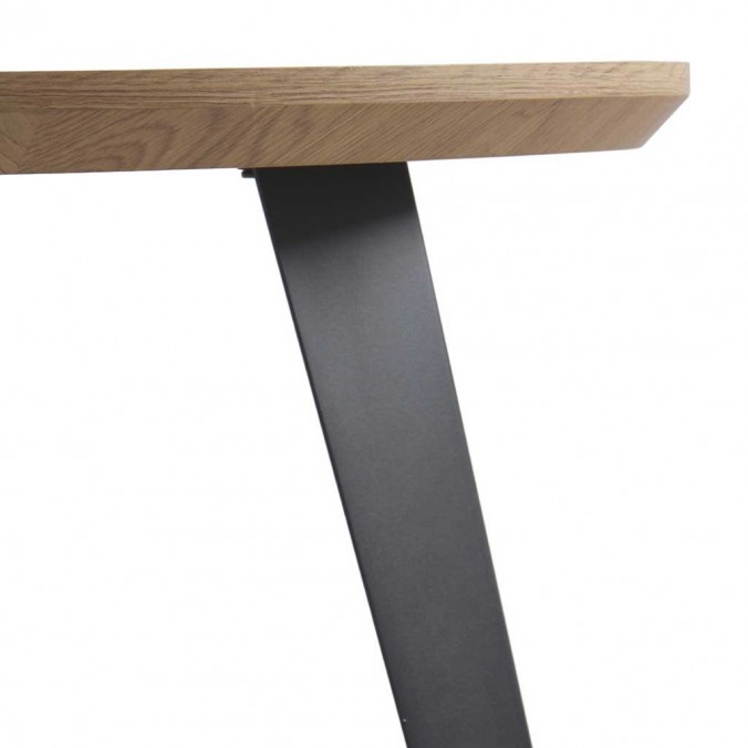 Mesa de comedor redonda estilo industrial de mdf y hierro 110x77h