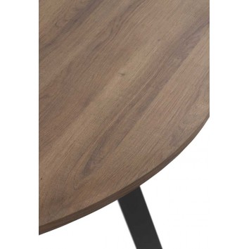 Mesa de comedor redonda estilo industrial mdf tono roble y hierro 110x76h 2