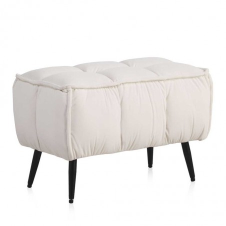 Banqueta tapizada en terciopelo y patas de hierro 1167x37x41h