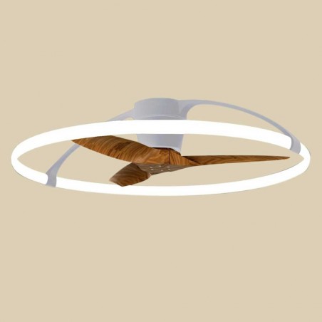 Ventilador de techo Nepal con luz led - plata y nogal