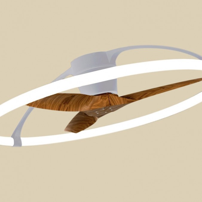 Ventilador de techo Nepal con luz led - plata y nogal