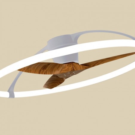 Ventilador de techo Nepal con luz led - plata y nogal