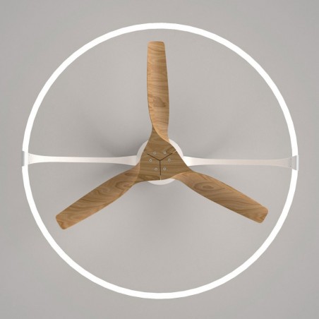 Ventilador de techo Nepal 104cm luz led -  blanco y haya