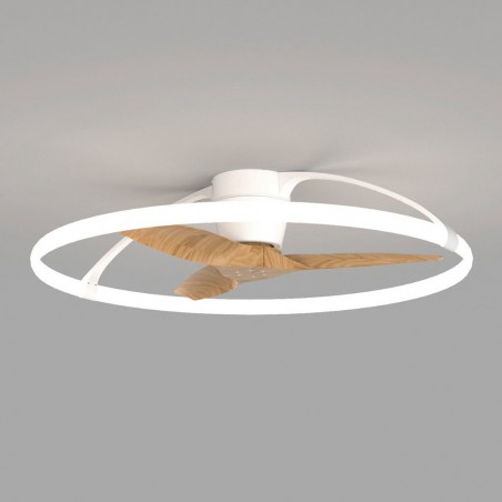 Ventilador de techo Nepal 104cm luz led -  blanco y haya
