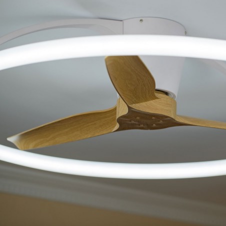 Ventilador de techo Nepal 104cm luz led -  blanco y haya