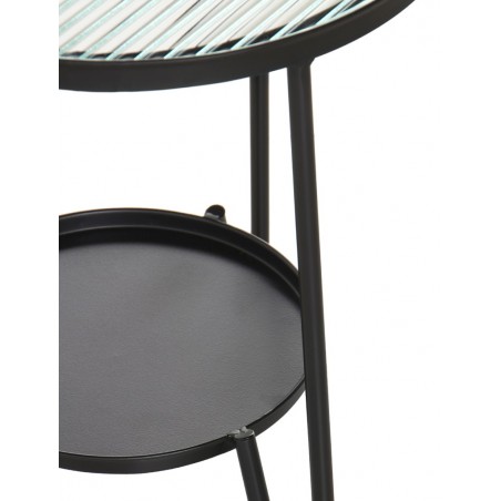 Mesa auxiliar 40x50h hierro y superficie cristal