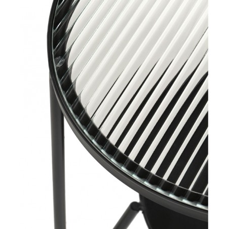 Mesa auxiliar 40x50h hierro y superficie cristal